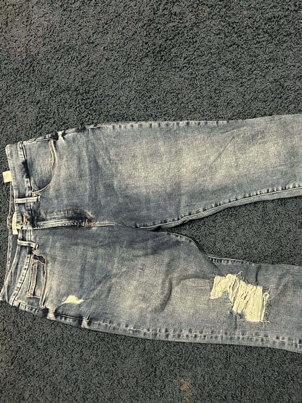 Good American light blue denim crop jeans